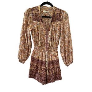 Spell & The Gypsy Collective Women’s Brown Sundown Floral Cotton Romper Size 2XS